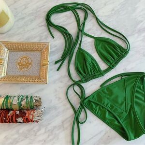 Hampton House Swim Green Triangle Bikini Set